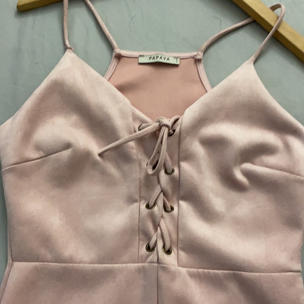 Pink formal dress. The material is suede - Picture 2 of 4
